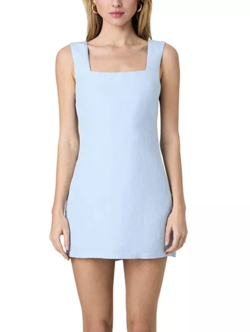 French Connection Birdie Linen Blend Square Neck Dress